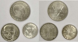 Lotto n.3 Monete modiali: Austria 25 scellini 1973 - Finlandia 10 Markaa 1975 - Norvegia 25 Kroner 1970 - Ag
