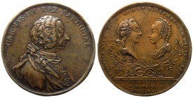 Carlo Emanuele III (1730-1773) - Medaglia 1771 - Nozze di Maria Giuseppina con Luigi Stanislao - Ae - RARA gr.34,16 Ø mm41