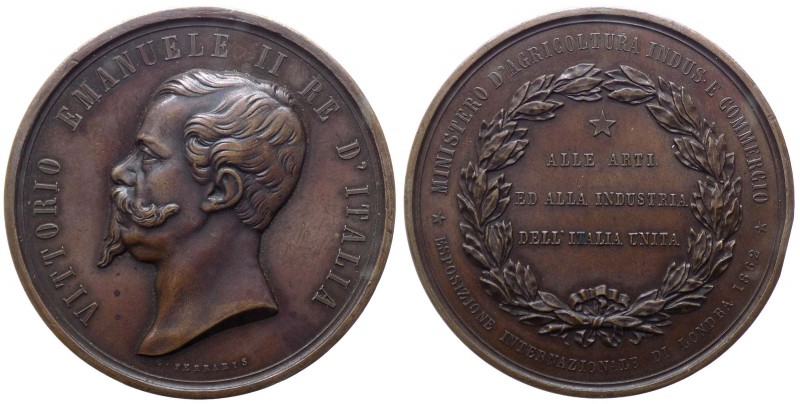 Vittorio Emanuele II (1861-1878) Medaglia 1862 - Esposizione Internazionale Lond...