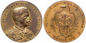 Vittorio Emanuele III (1900-1943) Medaglia Esposizione Internazionale Campionaria Firenze 1904 - Opus Gori - Ae gr.51,85 Ø mm45