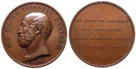 Giovan Pietro d'Oneglia (1779-1863) Medaglia realizzata per celebrare il suo ottantesimo compleanno - 1859 - Ae gr.64,35 Ø mm50