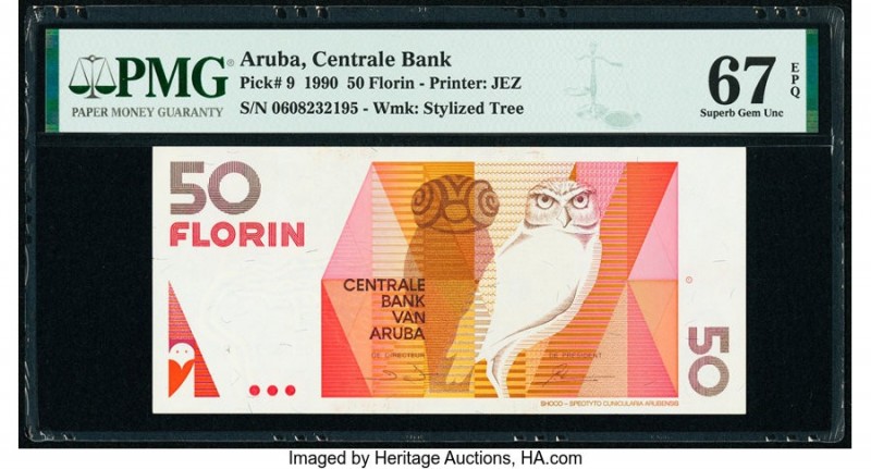 Aruba Centrale Bank 50 Florin 1990 Pick 9 PMG Superb Gem Unc 67 EPQ. 

HID098012...