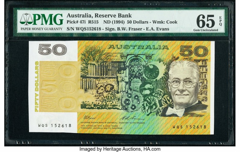 Australia Australia Reserve Bank 50 Dollars ND (1994) Pick 47i R515 PMG Gem Unci...