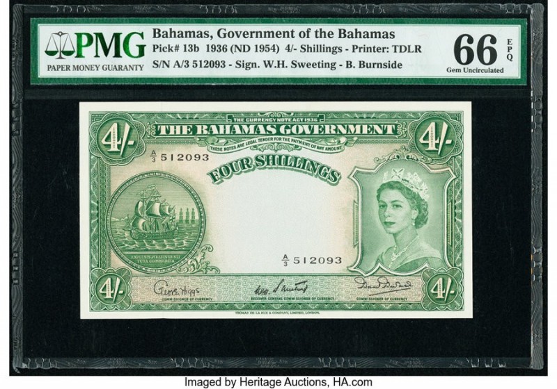 Bahamas Bahamas Government 4 Shillings 1936 (ND 1954) Pick 13b PMG Gem Uncircula...