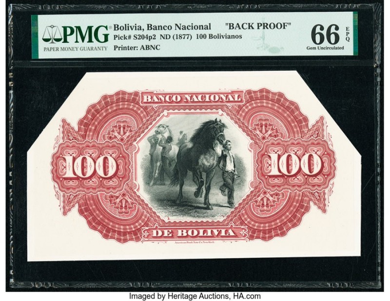 Bolivia Banco Nacional de Bolivia 100 Bolivianos ND (1877) Pick S204p2 Back Proo...