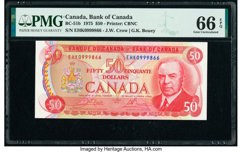Canada Bank of Canada $50 1975 Pick 90b BC-51b PMG Gem Uncirculated 66 EPQ. 

HI...