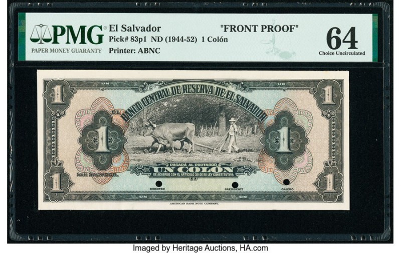 El Salvador Banco Central de Reserva de El Salvador 1 Colon ND (1944-52) Pick 83...