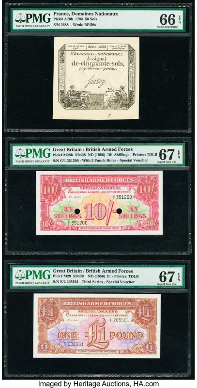 France Domaines Nationaux 50 Sols 23.5.1793 Pick A70b PMG Gem Uncirculated 66 EP...