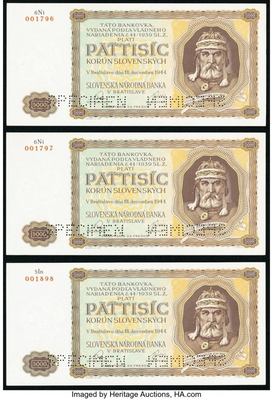 Slovakia Slovak National Bank 5000 Korun 1944 Pick 14s Five Specimen Extremely F...