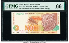 South Africa Reserve Bank 200 Rand ND (1994) Pick 127a PMG Gem Uncirculated 66 EPQ. 

HID09801242017

© 2020 Heritage Auctions | All Rights Reserve