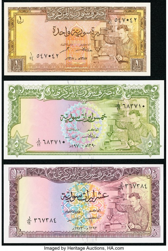 Syria Central Bank of Syria Group Lot of 3 Examples About Uncirculated-Crisp Unc...