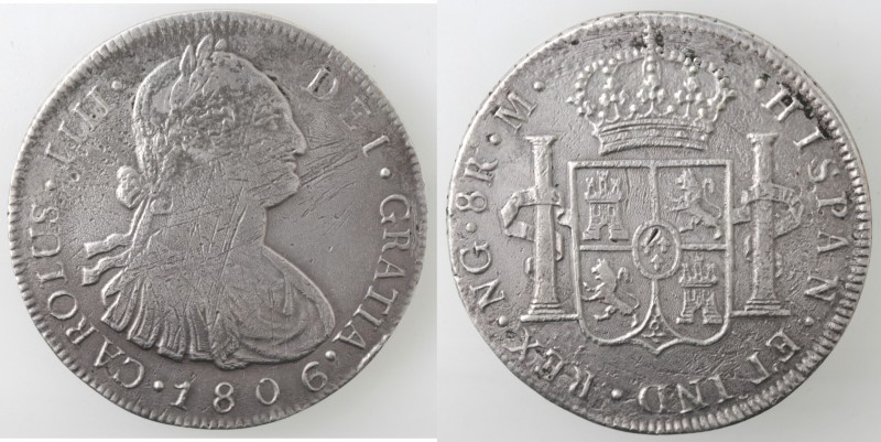 Monete Estere. Guatemala. Carlo IV. 1788-1808. 8 reales 1806. Ag. K.M.53. Peso g...