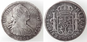 Messico. Carlo IV. 1788-1808. 8 reales 1808 TH. Ag.