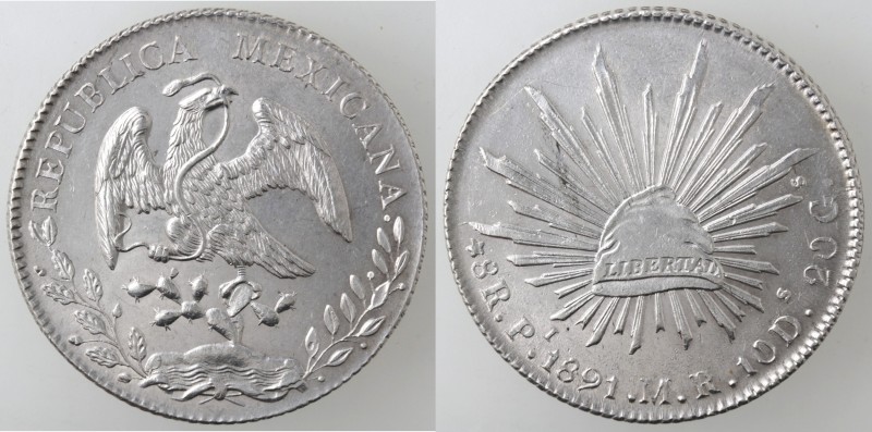 Monete Estere. Messico. Prima Repubblica. 8 Reales 1891. Ag. Km. 377. Peso gr. 2...