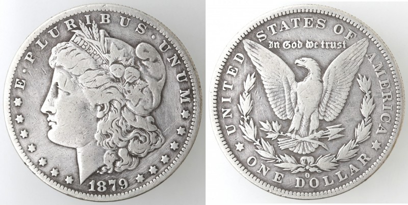 Monete Estere. USA. Dollaro Morgan 1879 O. Ag. KM 110. Peso 26,12 gr. qBB.