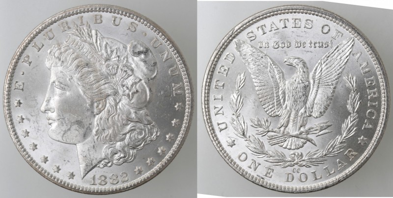 Monete Estere. USA. Dollaro Morgan 1882 CC. Ag. KM 110. Peso 26,77 gr. qFDC.