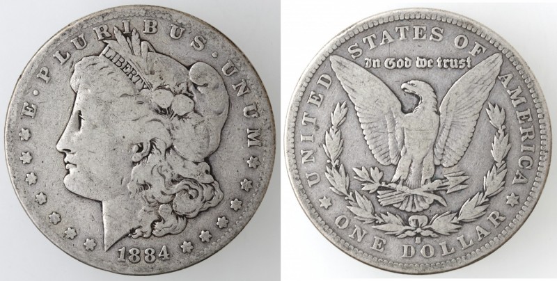 Monete Estere. USA. Dollaro Morgan 1884 S. Ag. KM 110. Peso 26,03 gr. MB.