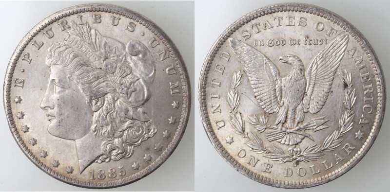 Monete Estere. USA. Dollaro Morgan 1885 O. Ag. KM 110. Peso 26,73 gr. qFDC.