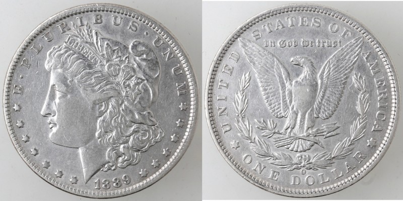 Monete Estere. USA. Dollaro Morgan 1889 O. Ag. KM 110. Peso 26,64 gr. BB+.