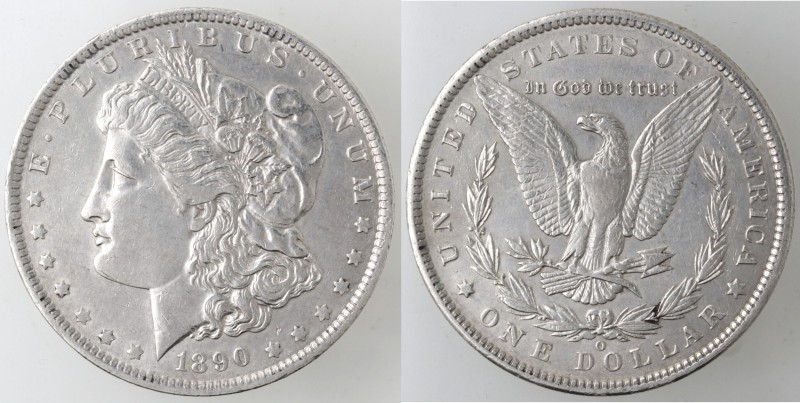 Monete Estere. USA. Dollaro Morgan 1890 O. Ag. KM 110. Peso 26,73 gr. qSPL.