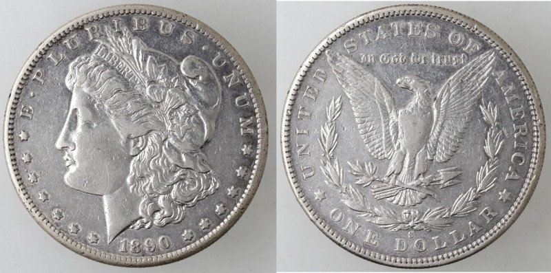 Monete Estere. USA. Dollaro Morgan 1890 S. Ag. KM 110. Peso 26,65 gr. qSPL.
