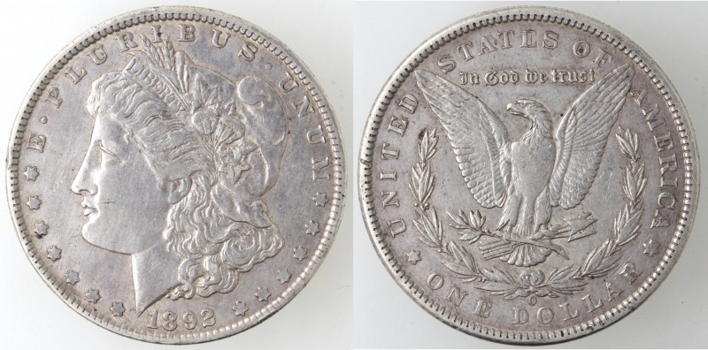 Monete Estere. USA. Dollaro Morgan 1892 O. Ag. KM 110. Peso 26,73 gr. BB.
