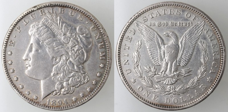 Monete Estere. USA. Dollaro Morgan 1894 O. Ag. KM 110. Peso 26,71 gr. BB+/qSPL.