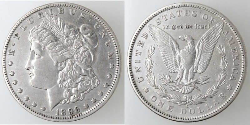 Monete Estere. USA. Dollaro Morgan 1896 O. Ag. KM 110. Peso 26,68 gr. qSPL.
