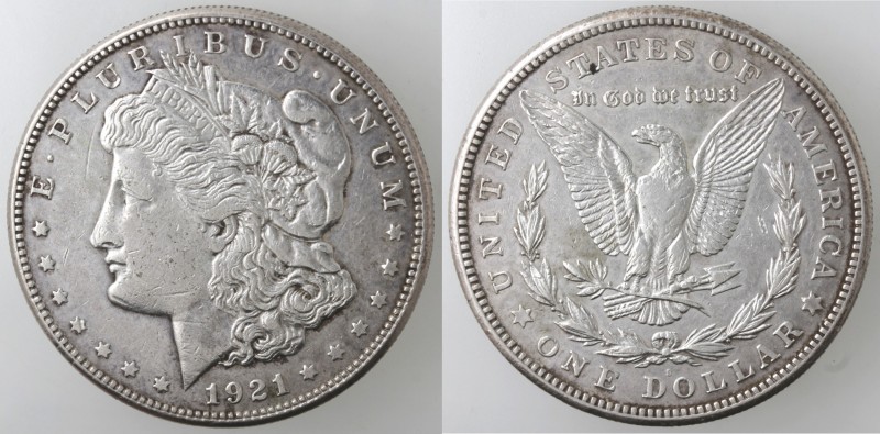 Monete Estere. USA. Dollaro Morgan 1921 S. Ag. KM 110. Peso 26,74 gr. qSPL.