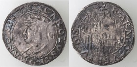 Napoli. Carlo V. 1516-1554. Carlino. G dietro la testa. Ag