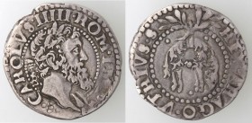Napoli. Carlo V. 1516-1554. Carlino. Ag.