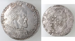 Napoli. Filippo II. 1554-1556. Mezzo Ducato 1577. Ag.