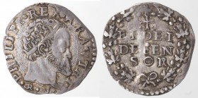 Napoli. Filippo II. 1554-1556. Carlino. GR/VP. Ag.