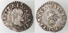 Napoli. Filippo II. 1554-1556. Mezzo Carlino. Ag.