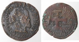 Napoli. Filippo II. 1556-1598. Tre cavalli 1577. Ae.