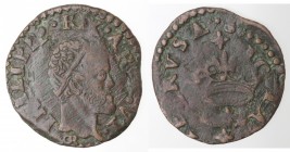 Napoli. Filippo II. 1556-1598. Due cavalli. GR nel giro. Ae.