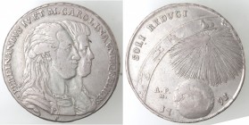 Napoli. Ferdinando IV. 1759-1799. Piastra 1791. Soli Reduci. Ag.