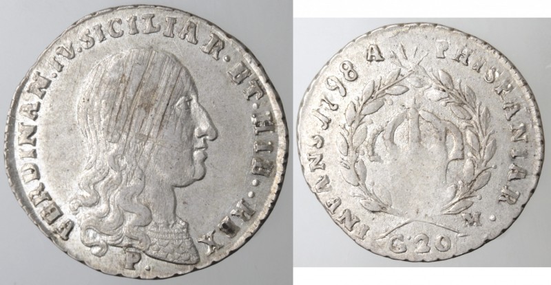 Zecche Italiane. Napoli. Ferdinando IV. 1759-1799. Tarì 1798. Doppio punto dopo ...