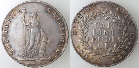 Napoli. Repubblica Napoletana. 1799. Piastra da 12 Carlini. Ag.