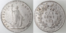 Napoli. Repubblica Napoletana. 1799. Mezza Piastra da 6 Carlini. Ag.