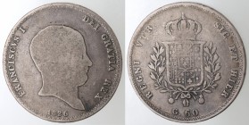 Napoli. Francesco I. 1825-1830. Mezza Piastra 1826. Ag.