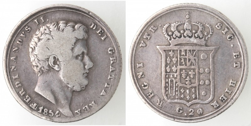 Zecche Italiane. Napoli. Ferdinando II. 1830-1859. Tari 1854. Ag. Magliocca 619....