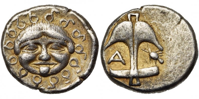 THRACE, APOLLONIA PONTICA, AR drachme, 450-400 av. J.-C. D/ Gorgonéion. R/ Ancre...