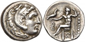 ROYAUME DE MACEDOINE, Alexandre III le Grand (336-323), AR drachme, 323-317 av. J.-C., Lampsaque. D/ T. d''Héraclès à d., coiffé de la dépouille de li...