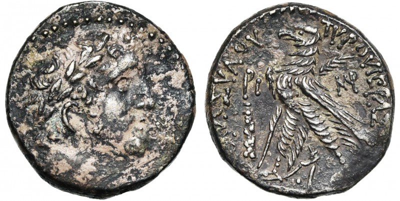 PHENICIE, TYR, AR sheqel, 17-16 av. J.-C. D/ T. l. de Melqarth à d., la peau de ...