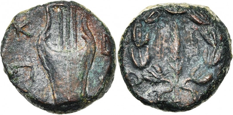 JUDEE, Révolte de Bar Kochba (132-135), AE moyen bronze, s.d. D/ L-HRWT YRWShLM ...