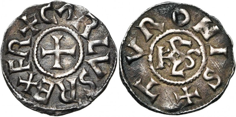 CAROLINGIENS, Charlemagne (768-814), AR denier, 793/794-812, Tours. D/ + CΛRLVS ...