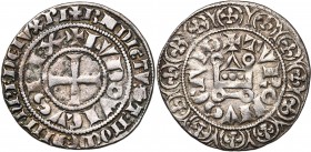 ALLEMAGNE, AIX-LA-CHAPELLE (?), Louis de Bavière, roi des Romains (1314-1328), AR gros tournois. Imitation du gros tournois de saint Louis. D/ + LVDOV...
