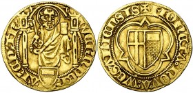 ALLEMAGNE, TREVES, Archevêché, Werner von Falkenstein (1388-1418), AV florin d''or, s.d. (1404-1407), Oberwesel. D/ Saint Pierre deb. de f. sous une a...