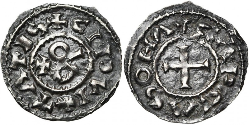 FRANCE, CARCASSONNE, Comté, AR denier anonyme, fin du 10e s. Au type immobilisé ...
